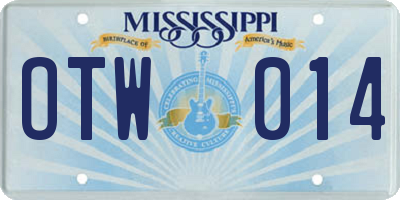 MS license plate OTW014