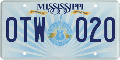 MS license plate OTW020