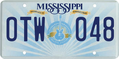 MS license plate OTW048