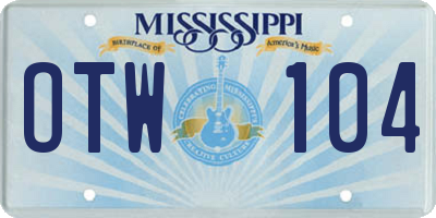 MS license plate OTW104