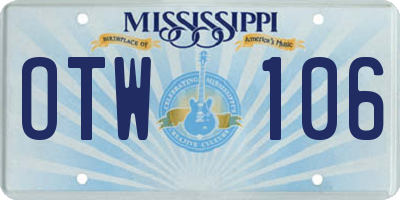 MS license plate OTW106