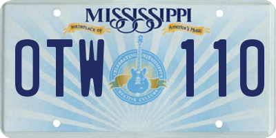 MS license plate OTW110