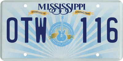 MS license plate OTW116