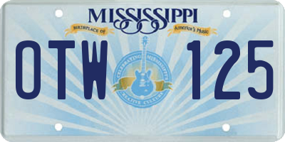 MS license plate OTW125