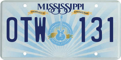 MS license plate OTW131