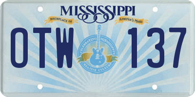 MS license plate OTW137