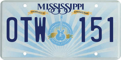 MS license plate OTW151