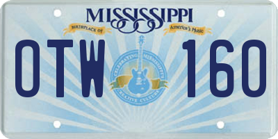 MS license plate OTW160