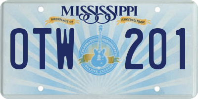 MS license plate OTW201