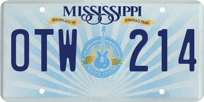 MS license plate OTW214