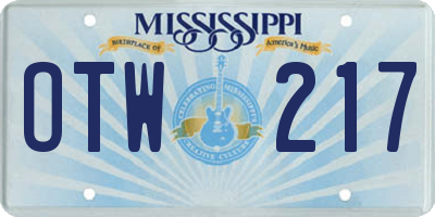 MS license plate OTW217
