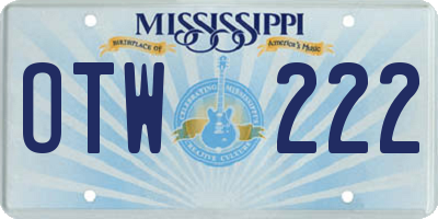 MS license plate OTW222
