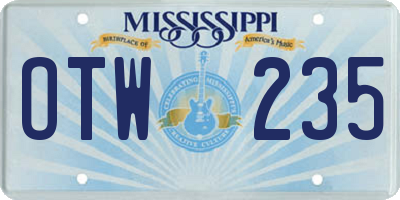 MS license plate OTW235