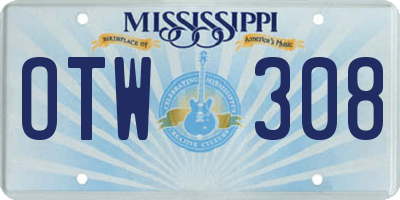 MS license plate OTW308