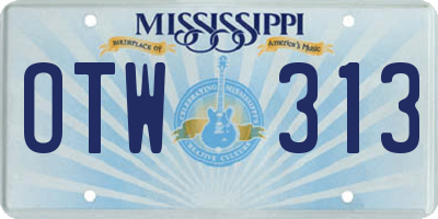 MS license plate OTW313