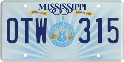 MS license plate OTW315