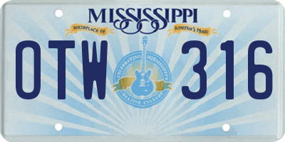 MS license plate OTW316