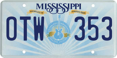 MS license plate OTW353
