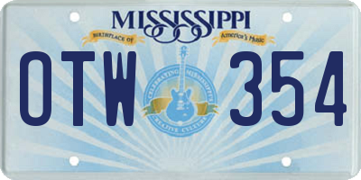 MS license plate OTW354
