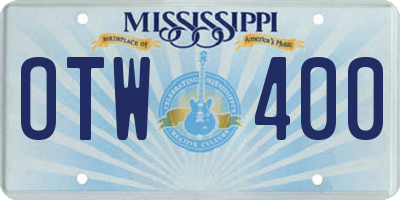 MS license plate OTW400