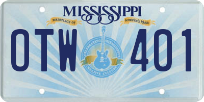 MS license plate OTW401