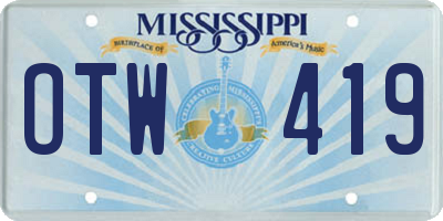 MS license plate OTW419