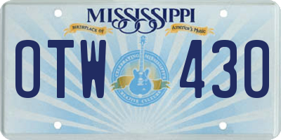 MS license plate OTW430
