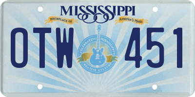 MS license plate OTW451