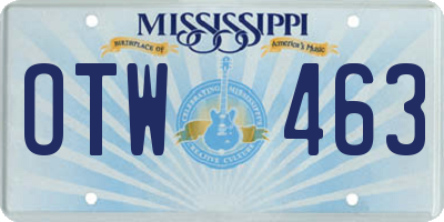 MS license plate OTW463