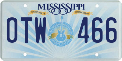 MS license plate OTW466