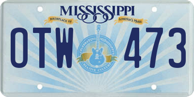 MS license plate OTW473