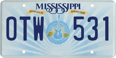 MS license plate OTW531