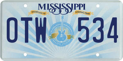 MS license plate OTW534
