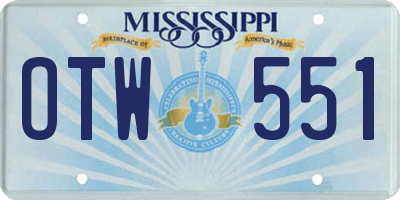 MS license plate OTW551