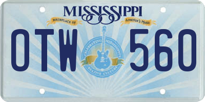 MS license plate OTW560