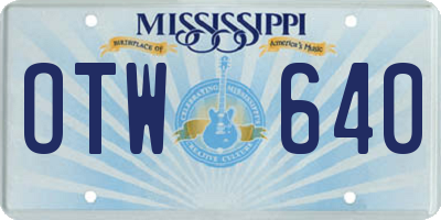 MS license plate OTW640