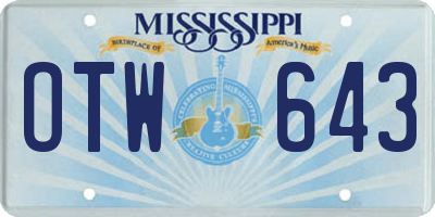 MS license plate OTW643