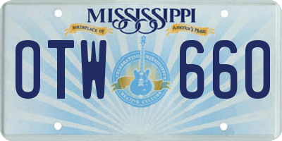 MS license plate OTW660