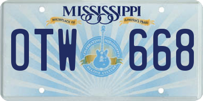 MS license plate OTW668