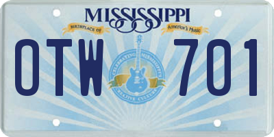 MS license plate OTW701