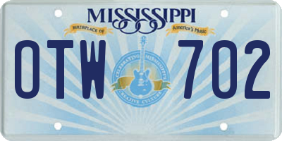 MS license plate OTW702