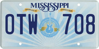 MS license plate OTW708