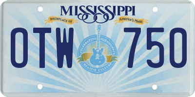 MS license plate OTW750