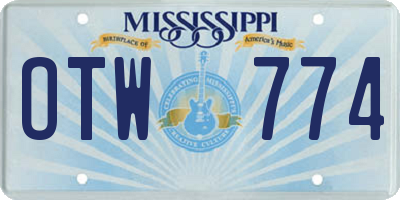 MS license plate OTW774