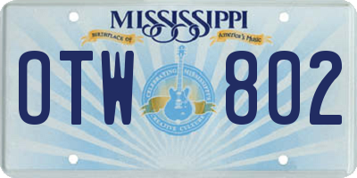 MS license plate OTW802