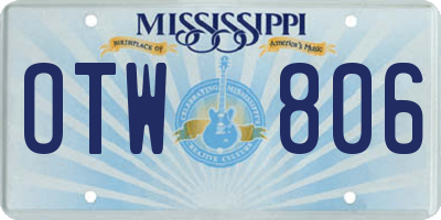 MS license plate OTW806