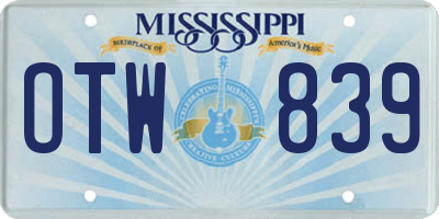MS license plate OTW839