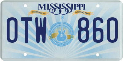MS license plate OTW860