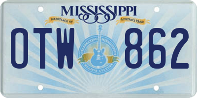 MS license plate OTW862