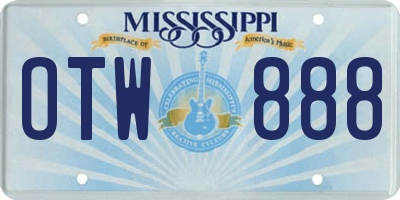 MS license plate OTW888